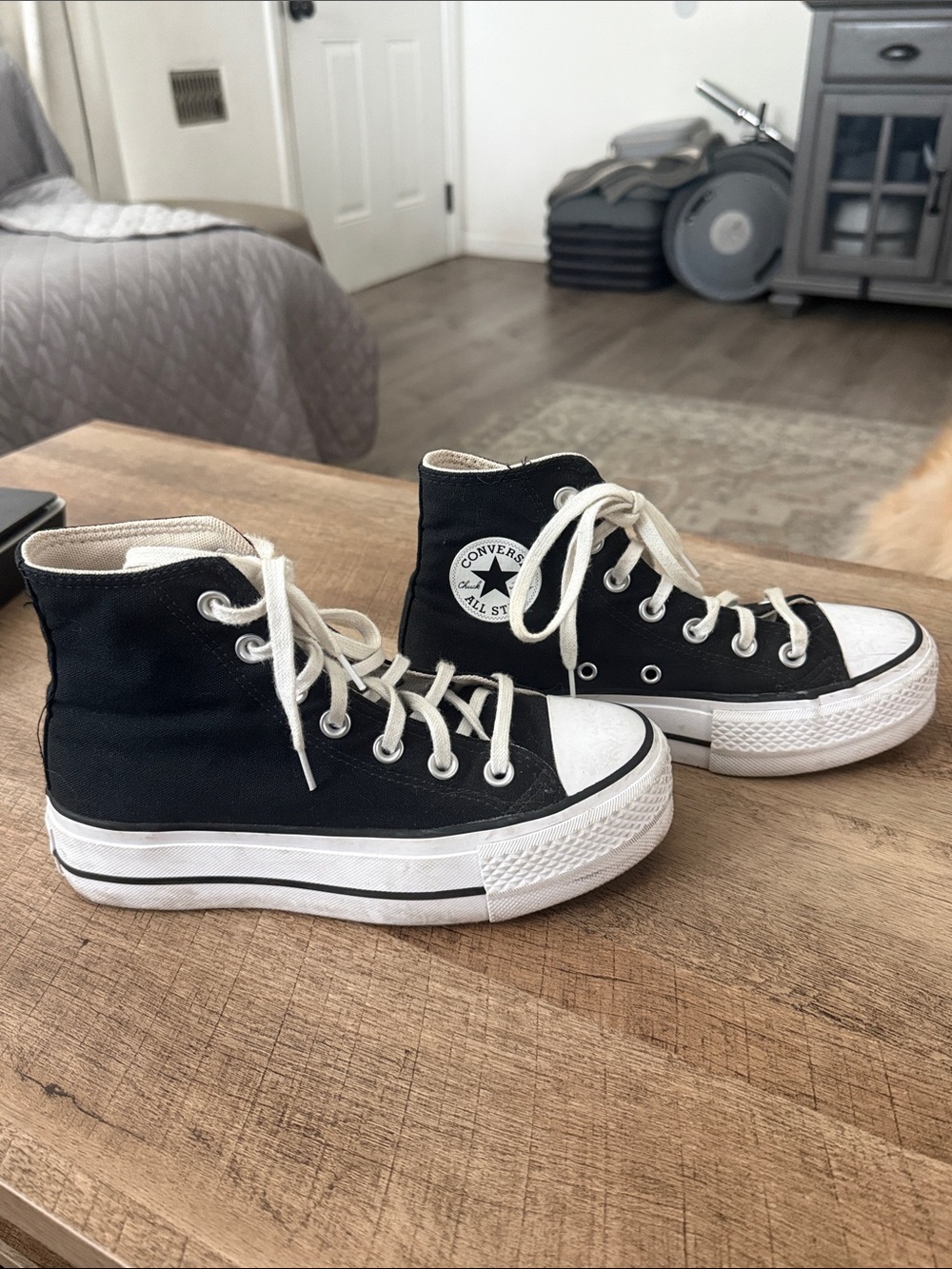 Converse High Top Platform Sneakers - Black & White Sz 5